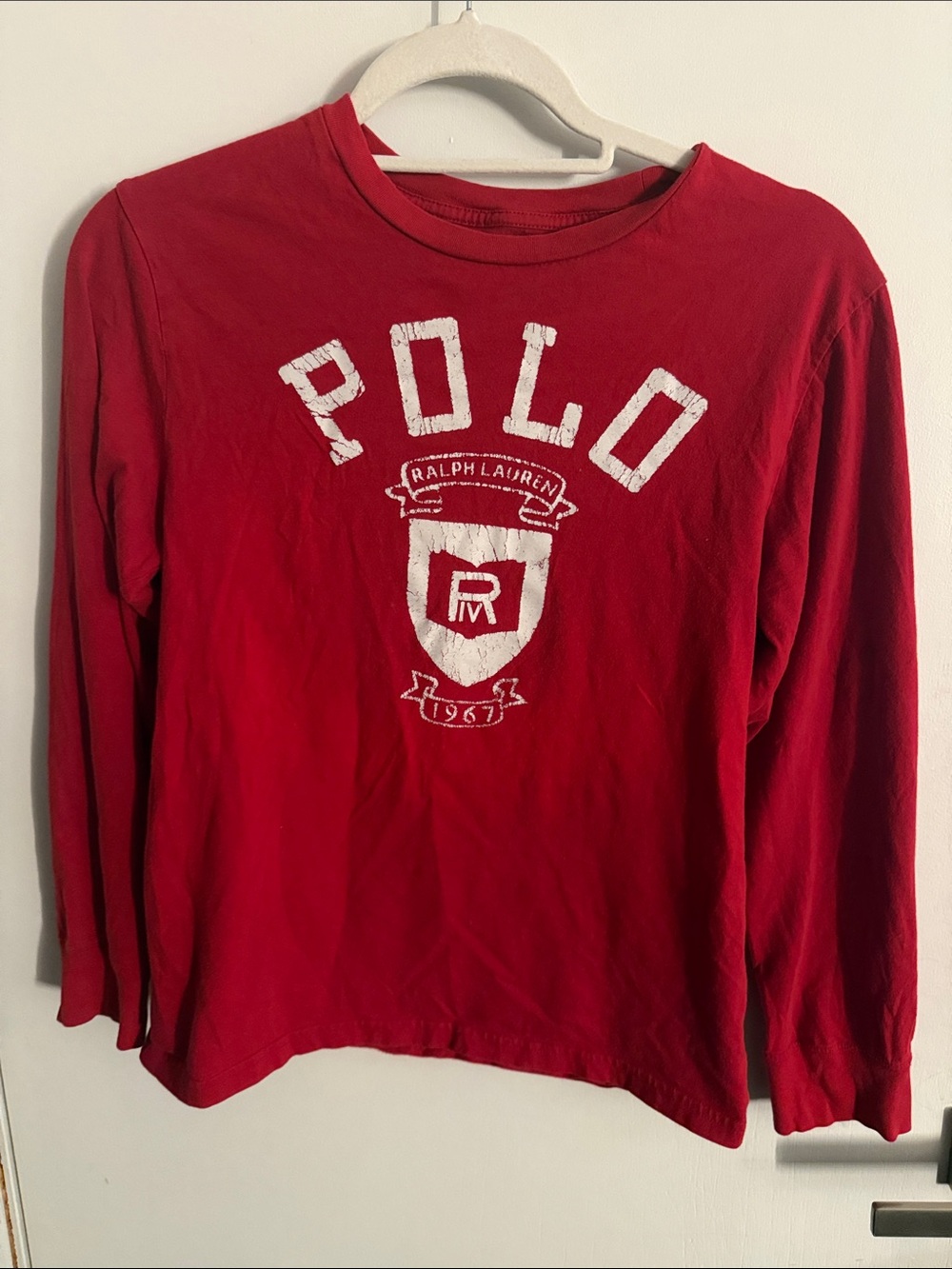 Ralph Lauren Red Long Sleeve Polo Crest Tee